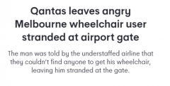 “澳航服务太糟糕！”残疾男子吐槽：晚上被迫滞留登机口，等候1小时才有人帮忙（组图）