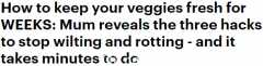 如何使蔬菜保鲜更久？澳宝妈有妙招，仅需花几分钟便可保鲜数周（视频/组图）