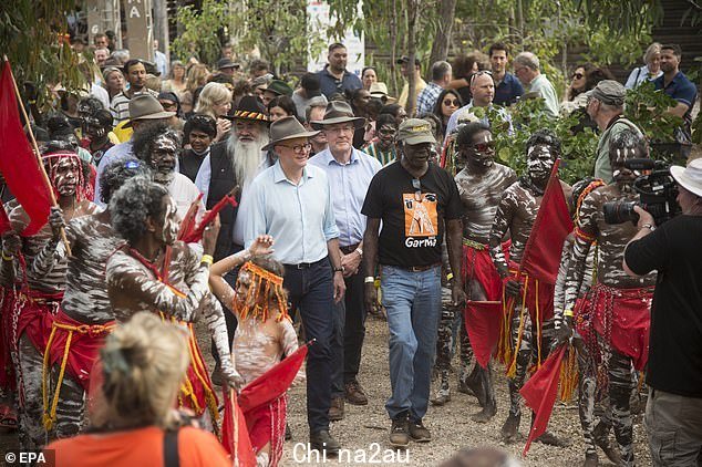 If the referendum goes ahead it would be the first in more than 20 years. Pictured is Anthony Albanese with Yothu Yindi board member Djaawa Yunupingu during the Garma Festival in northeast Arnhem Land, Northern Territory