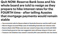 经济学家喊话澳联储行长：立即辞职，承诺的低利率都是骗人（组图）