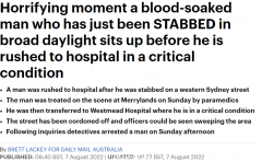 血腥慎点！悉尼男子当街被捅，重伤送医，现场满地鲜血（视频/组图）