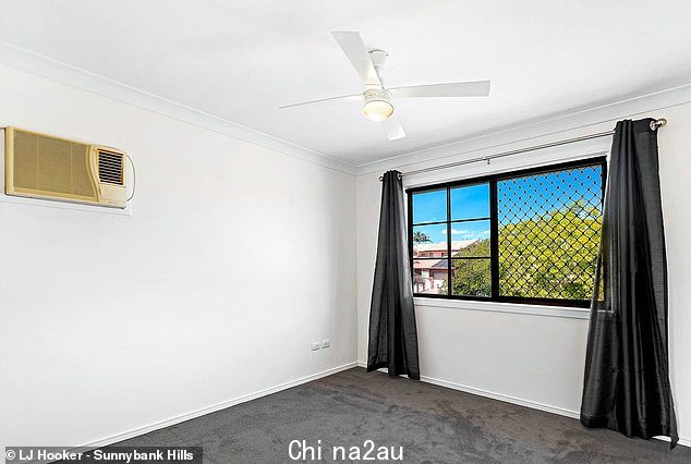 Pictured: An upstairs bedroom at the house where the man and woman where killed