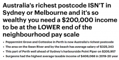 珀斯这个地方，位居澳洲富人区排行榜首！平均年收入超$32万，顶级富豪的家乡