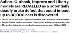 澳洲车主注意！斯巴鲁宣布召回，近8万辆汽车受影响（组图）