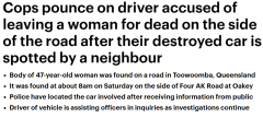 澳洲路边惊现女尸！疑被车撞后不幸死亡，警方急寻知情者（图）