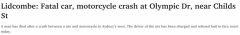 悉尼西区发生致命车祸！皮卡和摩托车相撞，一人不幸死亡（图）