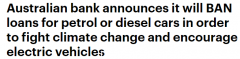 贷款买车？只能电动！Bank Australia宣布2025年起停止向燃油车放贷（组图）