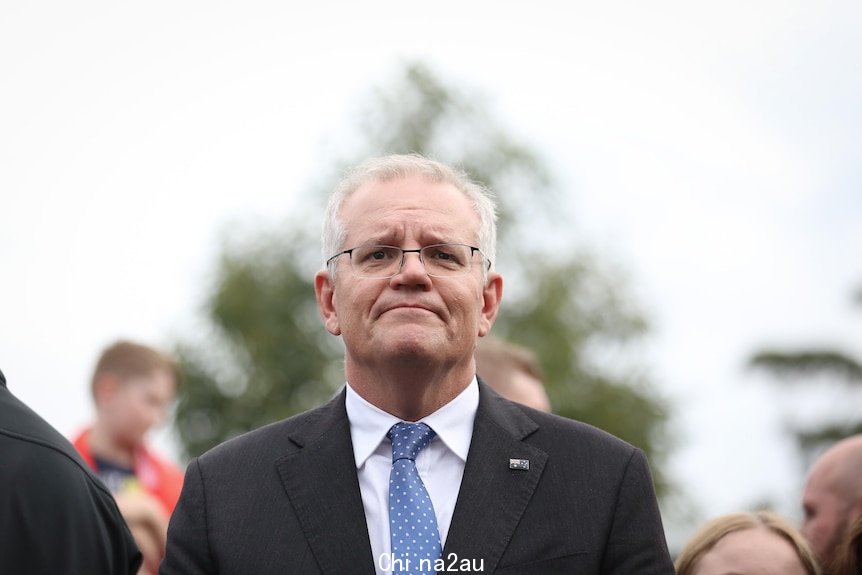 Prime Minister Scott Morrison speaks to the media after voting at Lilli Pilli Public School on May 21, 2022.