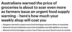 澳洲食品价格恐进一步飙升！乳制品或涨价30%，你的钱包还好吗？（组图）