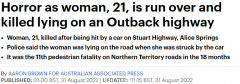 恐怖！澳洲21岁女子横躺马路，遭汽车碾压，当场身亡（组图）
