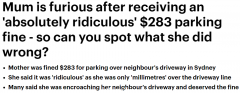 悉尼女子停车被罚$283，直呼是抢钱！网友看了却说她活该（图）