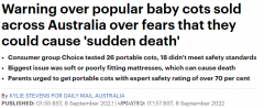 曝澳洲70%便携婴儿床不合格，恐导致婴儿“猝死”！名单出炉，（组图）