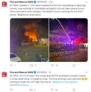 St Ives民宅突发大火，屋顶被烧穿，周边邻居撤离（图）