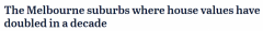 过去十年，墨尔本34个区独立屋房价翻了一番！但专家称：“房屋价值会翻倍”的想法已成过去（组图）