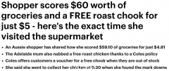 澳女在Coles购物，只花$4.81就买到$59.1的东西！还有免费烤鸡（组图）