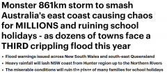超强雷暴席卷澳洲，多地恐迎第3轮洪灾！数百万人将陷入混乱（组图）