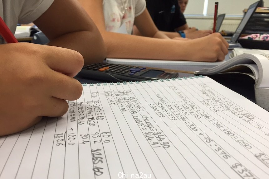 Child studying maths