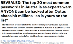 “123456”排名榜首！澳人最常用20大密码出炉，黑客分分钟便可破解（组图）