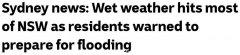 新州多地将遭强降雨及洪水袭击，悉尼城区恐受影响！当局警告居民注意防洪（图）