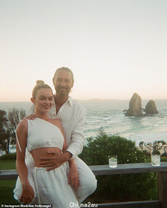 Madeline Holtznagel, 26, has wished her billionaire publican boyfriend Justin Hemmes a happy 50th birthday, telling the businessman she 'adores him'. Both pictured