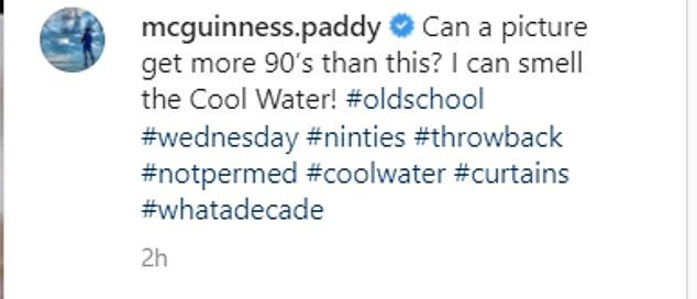 'Not permed': Paddy 在标题中开玩笑说'一张图片能比这更 90 年代吗?'