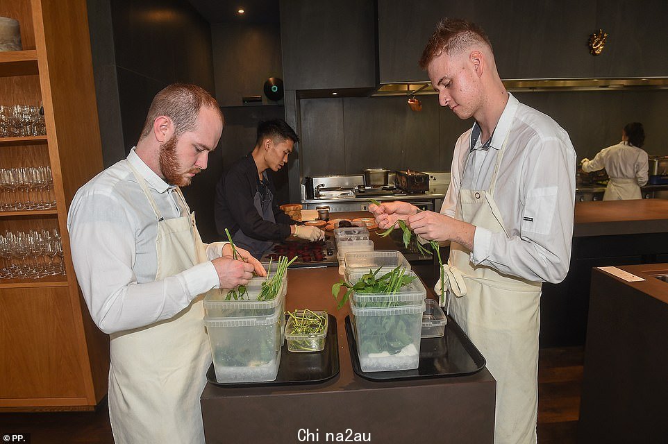厨师在曼彻斯特北区的米其林星级餐厅 Mana 准备食物