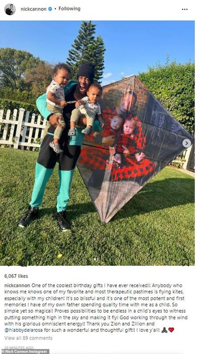 Heartfelt caption: Nick Cannon 给孩子们和宝贝妈妈写了一个由衷的标题