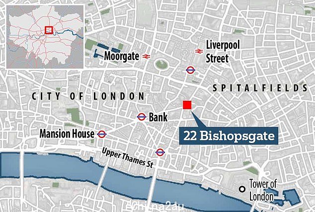 事件发生在 10 月 6 日 22 Bishopsgate 摩天大楼外