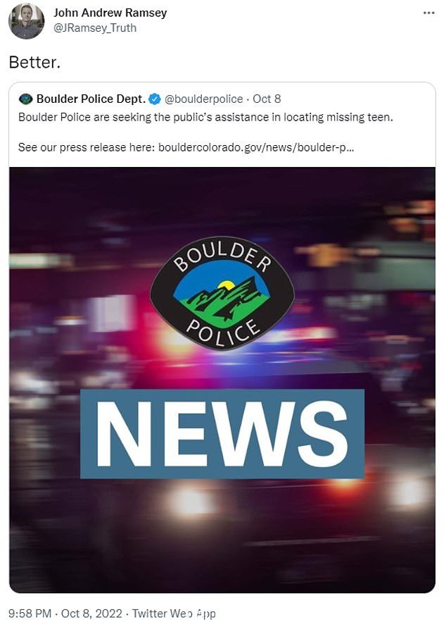 Ramsey 发推文:¿Damnit Boulder 下车,你是个**,找到这个孩子!你见过一个 14 岁的孩子吗?通常不相信做出合理理性的决定'