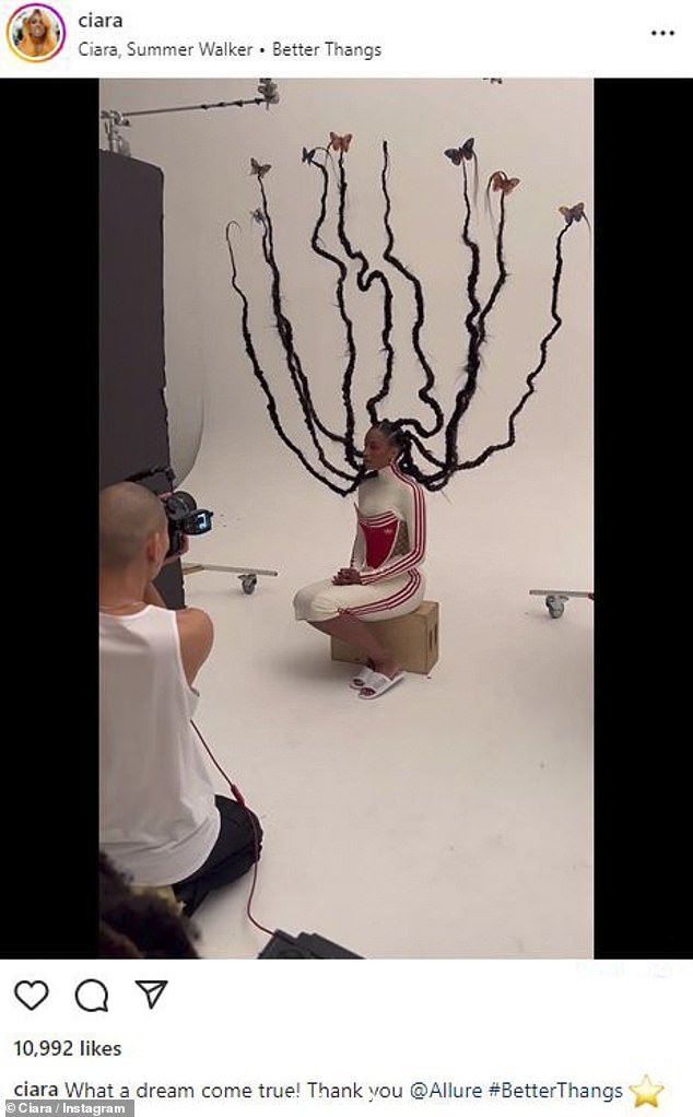 梦幻时刻:'梦想成真了!谢谢@Allure #BetterThangs,'Ciara 在标题中写道“class=