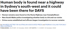 悉尼高速惊现遗体，或已陈尸两日！曾有司机报警“撞到了什么大东西”（视频/组图）