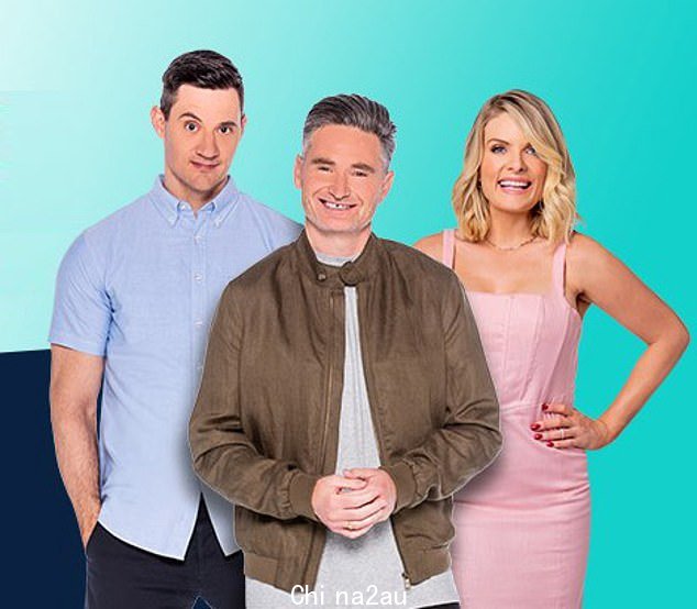 Hughesy、Ed 和 Erin 在一月份接管了 2Day FM 的早餐时段,但未能登上收视率阶梯的顶端。 (从左到右:Dave Hughes、Ed Kavalee 和 Erin Molan)