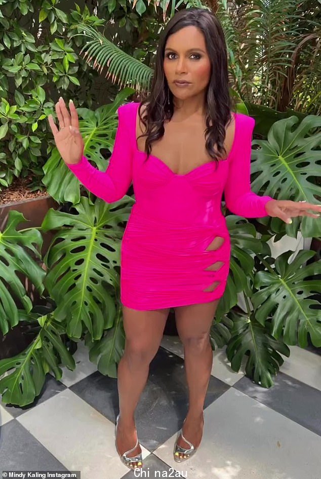 Skinny Mindy!自今年年初以来,Mindy Kaling 体重减轻了很多。周三,这位 43 岁的女演员证明了她的体重是有史以来最轻的,因为她穿着紧身的粉红色迷你裙看起来很漂亮Dress
