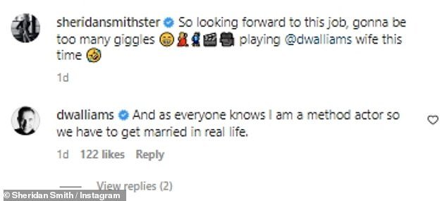 Hilarious:她在 Instagram 上为一篇帖子加了标题:'所以期待这份工作,会有太多的笑声。这次扮演@dwalliams 的妻子'