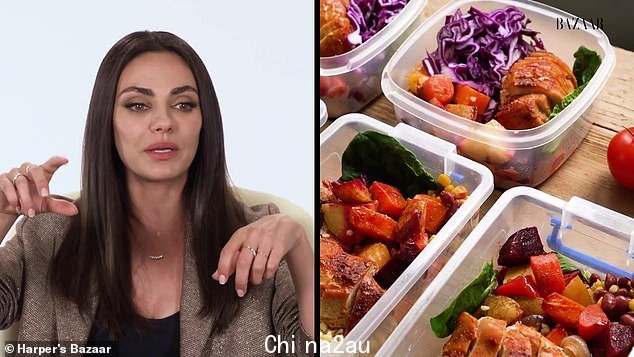 素食一整天:在 Harper's Bazaar's Food Diaries 的一集中,这位 39 岁的女演员详细介绍了她的健康饮食以及她为 44 岁的丈夫 Ashton Kutcher 和他们 8 岁的孩子 Wyatt 和 5 岁的 Dimitri 准备的饭菜。