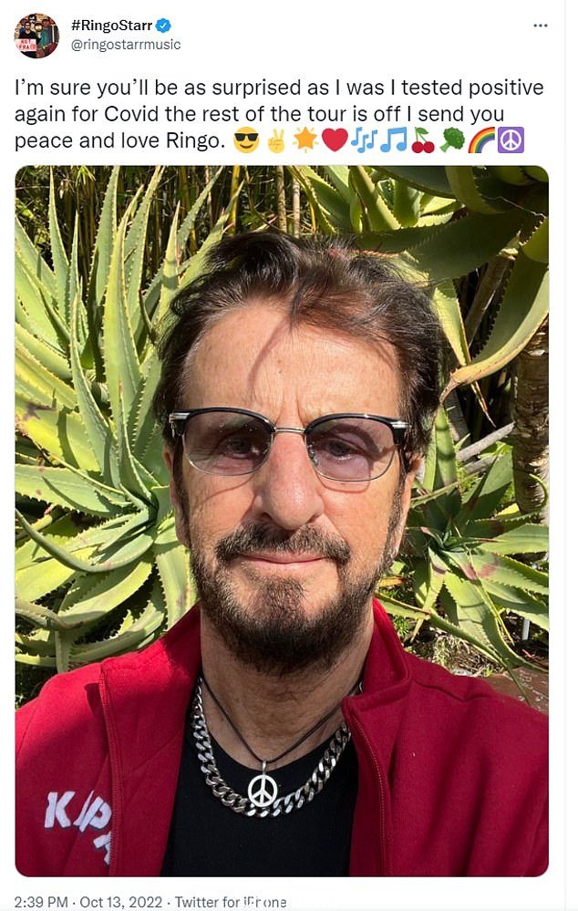 Shock:Ringo Starr 爵士在再次检测出 COVID-19 呈阳性后取消了他的巡回演出 - 仅仅三天后他透露他的检测呈阴性并重新上路