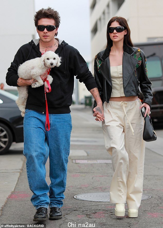 Dog mom! Nicola Peltz 看起来被她和丈夫布鲁克林贝克汉姆的新宠物狗迷住了,因为这对夫妇周四在时髦的比佛利山庄疯狂购物
