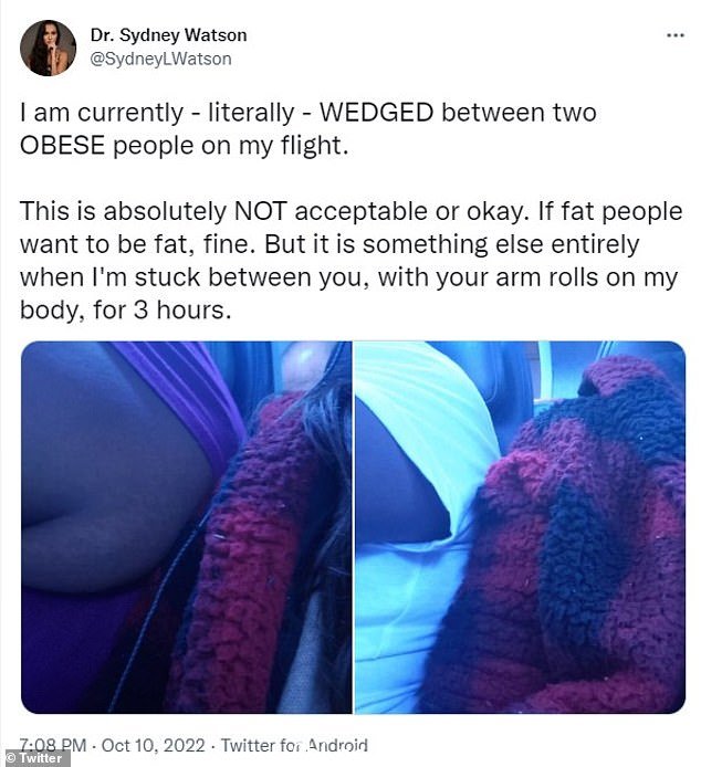 Sydney Watson 为她的推特粉丝记录了忍受两个肥胖兄弟姐妹之间的三个小时飞行的过程