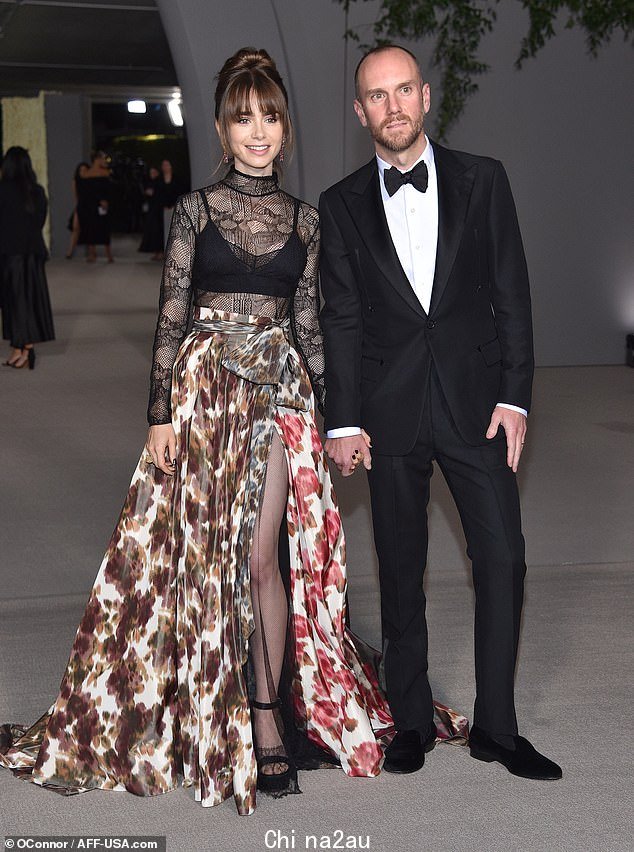 Leggy:莉莉·柯林斯 (Lily Collins) 和丈夫查理·麦克道尔 (Charlie McDowell) 在周六晚上在洛杉矶举行的年度学院博物馆晚会上与明星们一起表演了超长腿表演