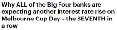 澳洲四大银行预测11月加息0.25%至2.85%，房贷一族压力再增（组图）
