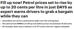 澳洲汽油价格即将大暴涨，趁现在赶紧去加油！现在加到就是赚到...（组图）