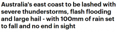 澳洲东海岸将再次遭遇暴雨！降雨带从昆州绵延至塔州，多地恐暴发洪水、冰雹（组图）