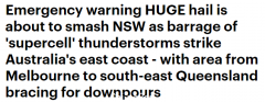 又一场狂风暴雨！澳洲东南海岸发布天气预警，悉尼等地将迎大风及冰雹（组图）