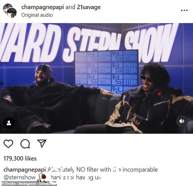 Revealing: Drake 在与 Stern 坐下时承认他没有过滤器
