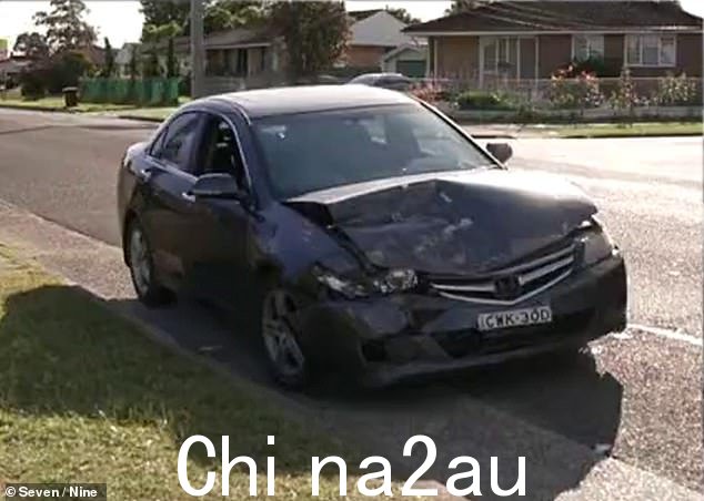 Iwauns 据称将他的汽车(上图)撞到一辆 ute 的前部,将一对父子撞到附近的栅栏上