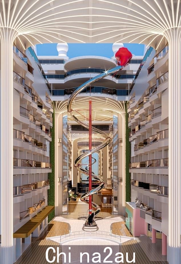 令人惊叹:这艘价值 10 亿英镑的邮轮拥有美容院、精品店、六个游泳池、14 个海景按摩浴缸和名为 The Venom Drop 的海上最长干滑梯