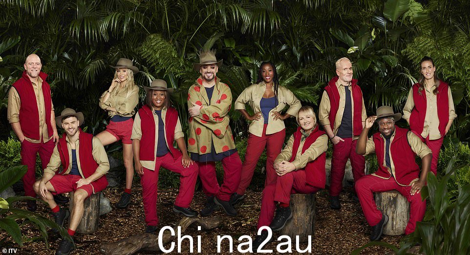 演员阵容:(L-R) Mike Tindall、Owen Warner、Olivia Attwood、Charlene White、Boy George、Scarlette Douglas、Sue Cleaver、Chris Moyles、Babatúndé Aléshé 和 Jill Scott 已亮相作为 I'm A Celebrity 2022 阵容