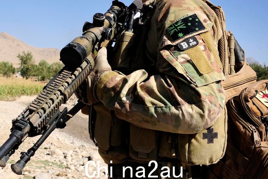 An Australian soldier provides security in southern Afghanistan.