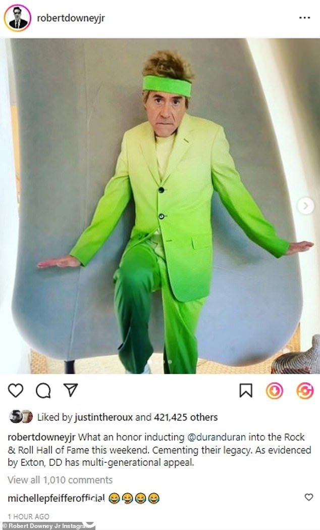 太激动了:57 岁的小罗伯特·唐尼在一次登月周一的 Instagram 帖子,庆祝杜兰杜兰在周末进入摇滚名人堂