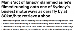 男子闯进悉尼M4高速，竟只为捡只鞋！网友看了直呼疯狂（视频/组图）